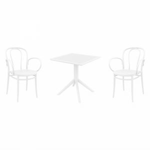 Victor XL Dining Set with Sky 27" Square Table White S253108