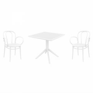 Victor XL Dining Set with Sky 31" Square Table White S253106