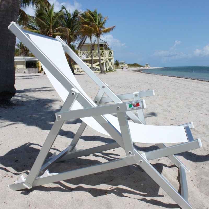 White sling beach chair