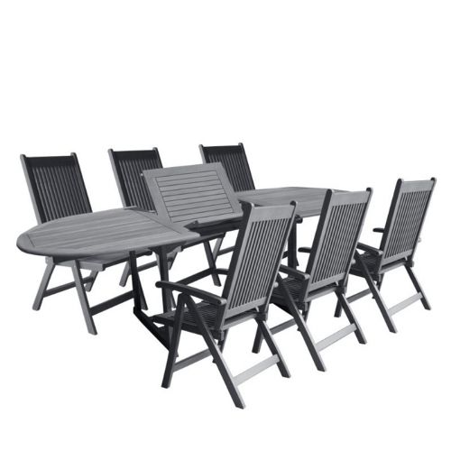 Renaissance Outdoor Patio Hand-scraped Wood 7-Piece Dining Set with Extension Table V1296SET11