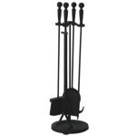 5 Piece Brushed Black Finish Fireset with Double Rods BR-F-1583B