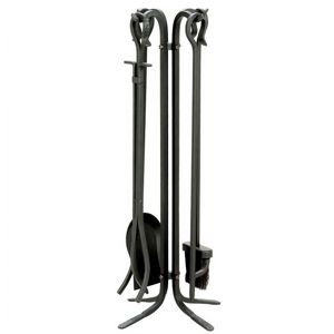5 Piece Black Wrought Iron Fireset BR-F-11140