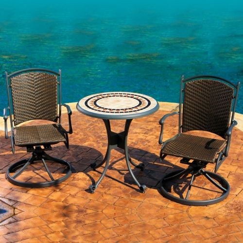 Tuscan 3 Piece Swivel Outdoor Bistro Set TO-TLB3SR-WV