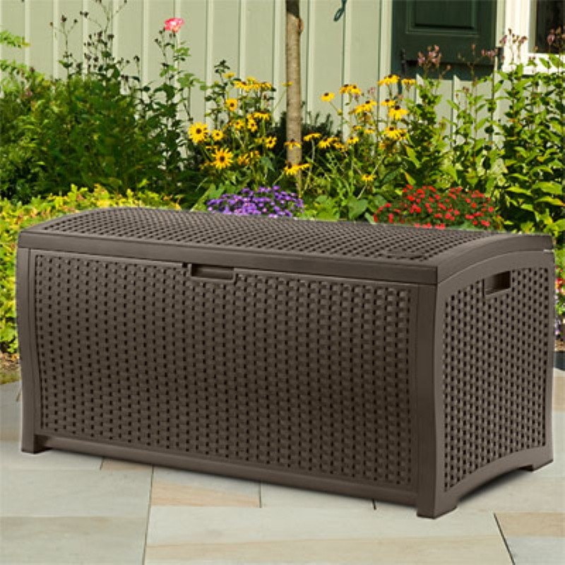 Outdoor Resin Wicker Storage Box 73 Gallons SUDBW7300 | CozyDays