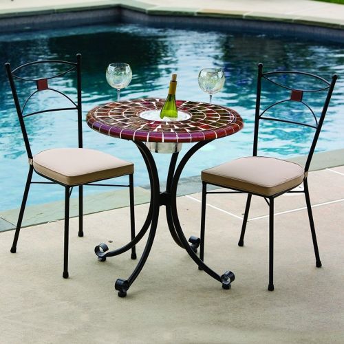 Wrought Iron Beverage Bistro Set 3-Pcs - Cognac AL-23-0301