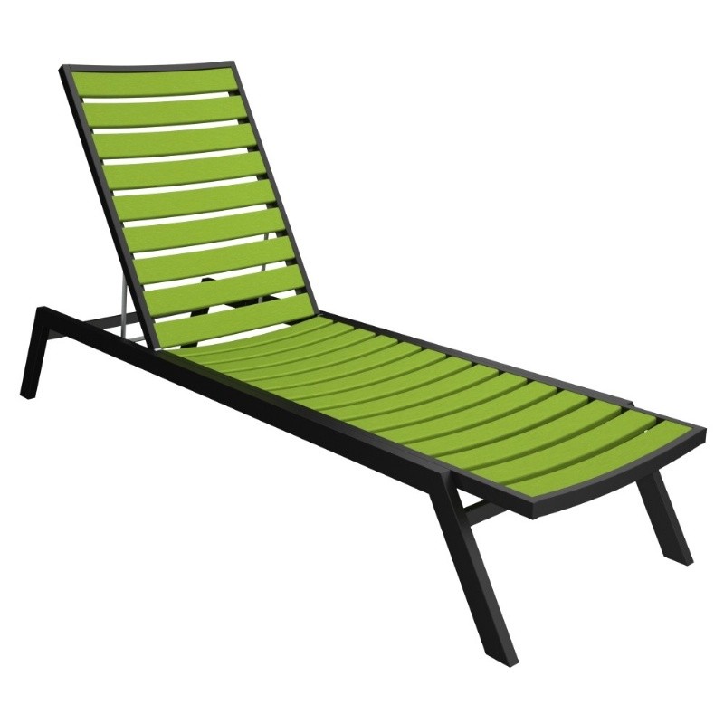 POLYWOOD® Euro Aluminum Outdoor Chaise Lounge with Black Frame PWAC1