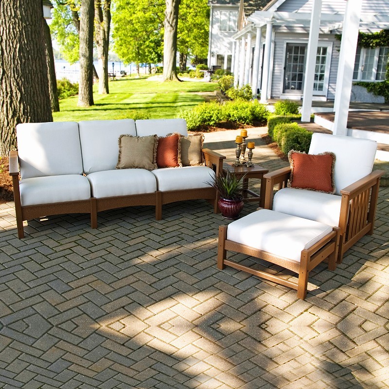 POLYWOOD® Plastic Club Deep Seating Set 4 Piece Teak PW4ACMCTE CozyDays