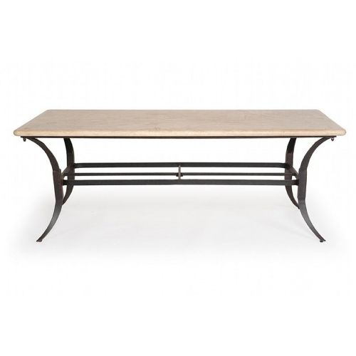 Paris Contemporary Cast Aluminum Rectangle Dining Table Stone Top 84 inch CA-9027C-84-44
