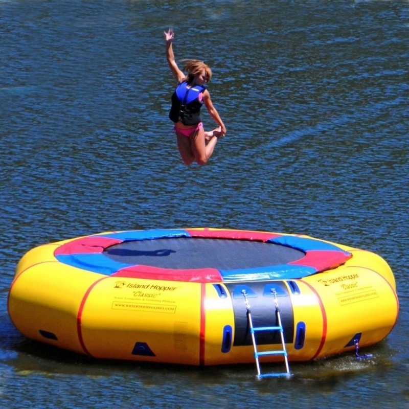 water trampoline with slide