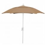 FiberBuilt 7.5ft Hexagon Beige Patio Umbrella with White Frame FB7HCRW