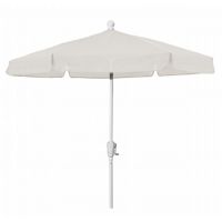 FiberBuilt 7.5ft Hexagon Natural Garden Tilt Umbrella with White Frame FB7GCRW-T