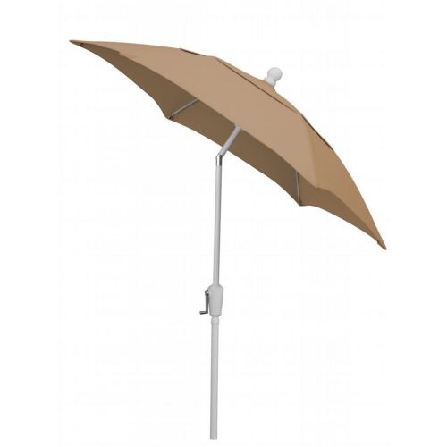 FiberBuilt 7.5ft Hexagon Beige Patio Tilt Umbrella with White Frame FB7HCRW-T-BEIGE