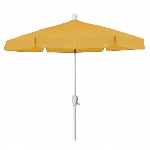 FiberBuilt 7.5ft Hexagon Yellow Garden Tilt Umbrella with White Frame FB7GCRW-T-YELLOW