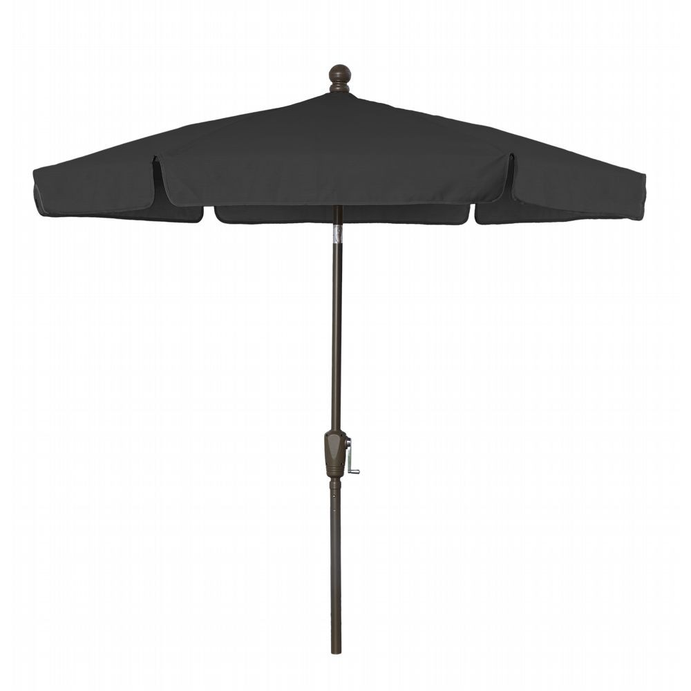 FiberBuilt 7.5ft Hexagon Black Garden Tilt Umbrella with Champagne