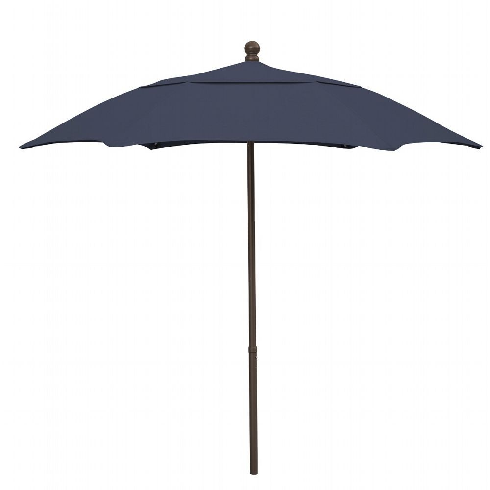 Fiberbuilt 7.5ft Hexagon Navy Blue Patio Umbrella With Champagne Bronze 