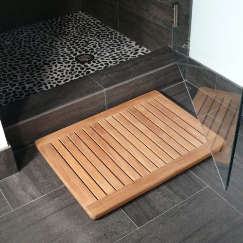 LeSpa Natural Teak Framed Shower Floor Mat 23 × 17 INF11591