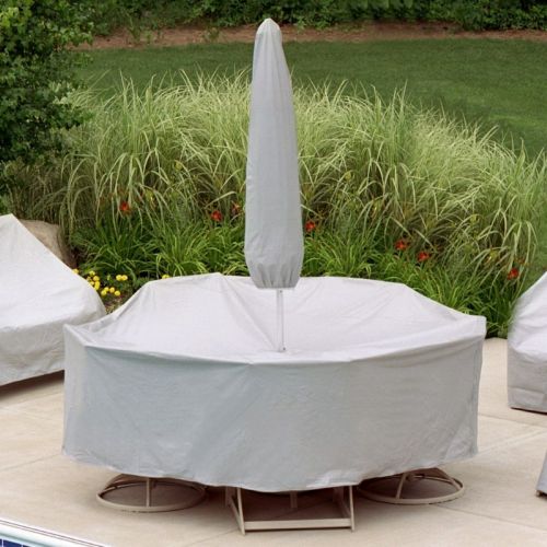 80" to 96" Table 6 Chairs Patio Set Cover w/Umbrella Hole - Gray PC1151