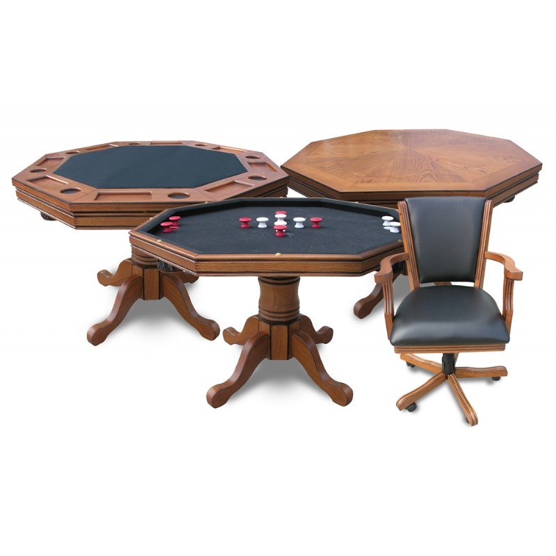 Poker Table 3-in-1 with 4 Chairs - Antique Dark Oak NG2350 | CozyDays