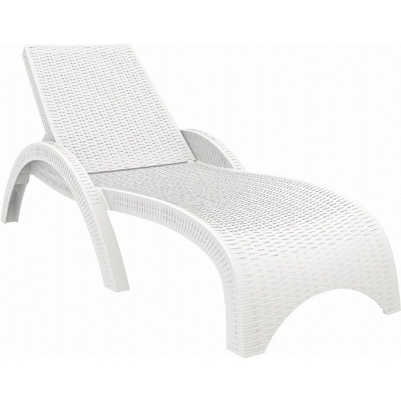 Fiji Wickerlook Resin Outdoor Chaise Lounge White ISP860-WH | CozyDays