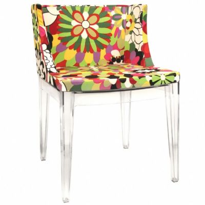 Fiore Clear Acrylic Accent Chair with Floral Pattern BX-DC-493-FABRIC ...