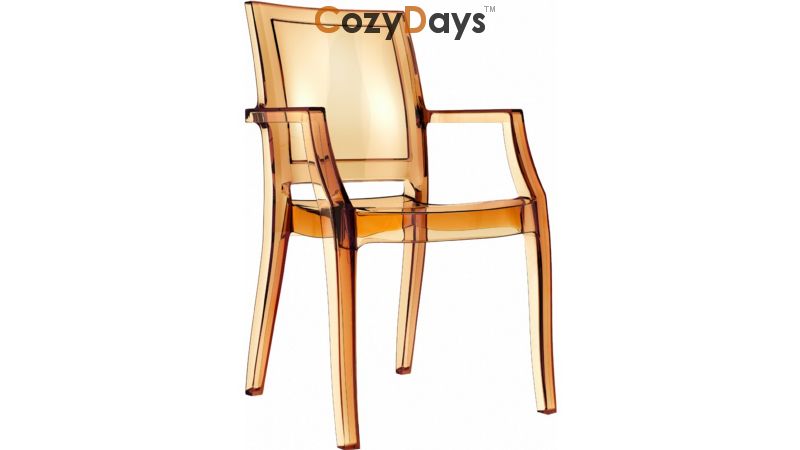 Arthur Transparent Polycarbonate Arm Chair Amber ISP053-TAMB